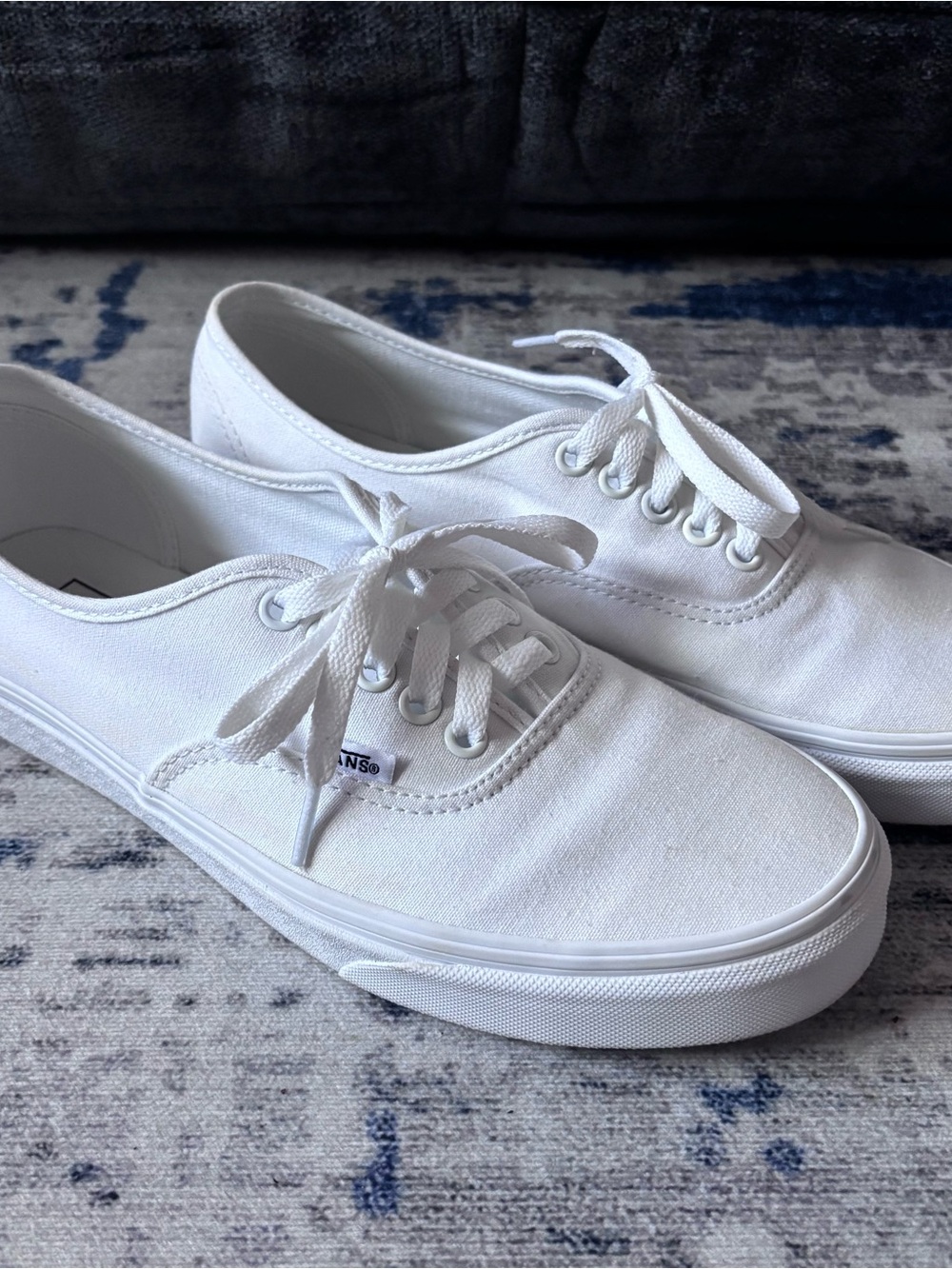 Vans White Canvas Low-Top Lace-Up Sneakers